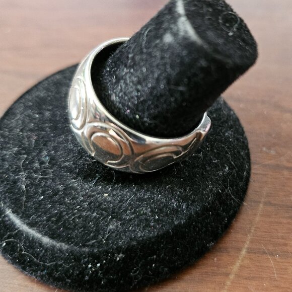 Coach 925 Sterling Silver Signature C Band Ring Size 8 - Picture 2 of 5